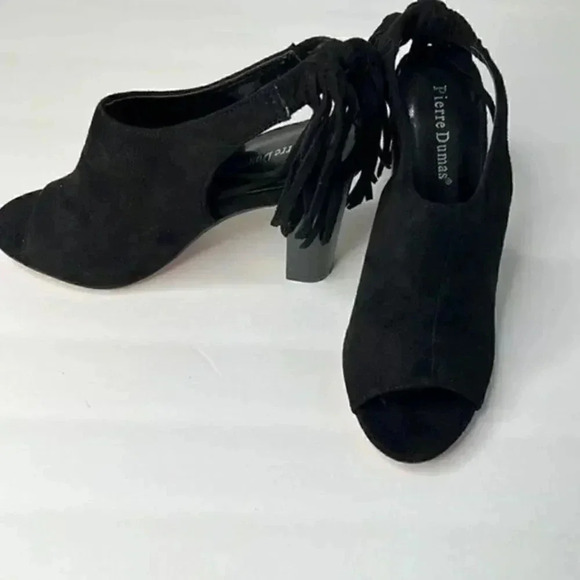 Pierre Dumas Black Faux Suede Slingback Heeled Mules NWOT size 7 - Picture 3 of 7
